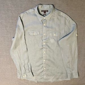 Michael Kors Long Sleeve Linen Button Down Shirt